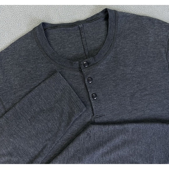 lululemon athletica Other - Lululemon Shirt Mens Large Grey Performance Henley Minimalist Lounge Jersey Knit